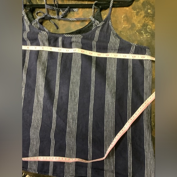Spaghetti strap tank blue and white stripe - Picture 3 of 3